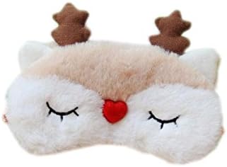 YYC 1 Pcs Cartoon Deer Sleeping Blinder Coral Velvet Eye Mask Elastic Strap