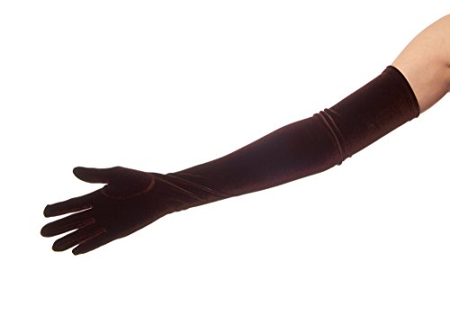 Venetian Velvet Opera Length Gloves for Ladies, Brown