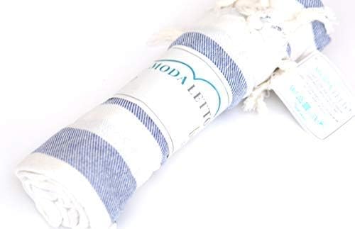 Amazon Com Moda Letto Turkish Bath Towel Peshtemal 33 5 X 71 Inches Made Of 50 Bamboo 50 Cotton Perfect For Beach Sauna Bathroom Blue One Piece Home Kitchen