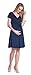 Happy Mama. Women's Maternity Jersey Flare Baby Shower Dress Short Sleeves. 108p (Navy, US 8, L)