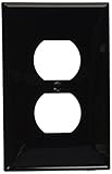 Leviton PJ8-E 1-Gang Duplex Receptacle Wallplate, Midway Size, Black