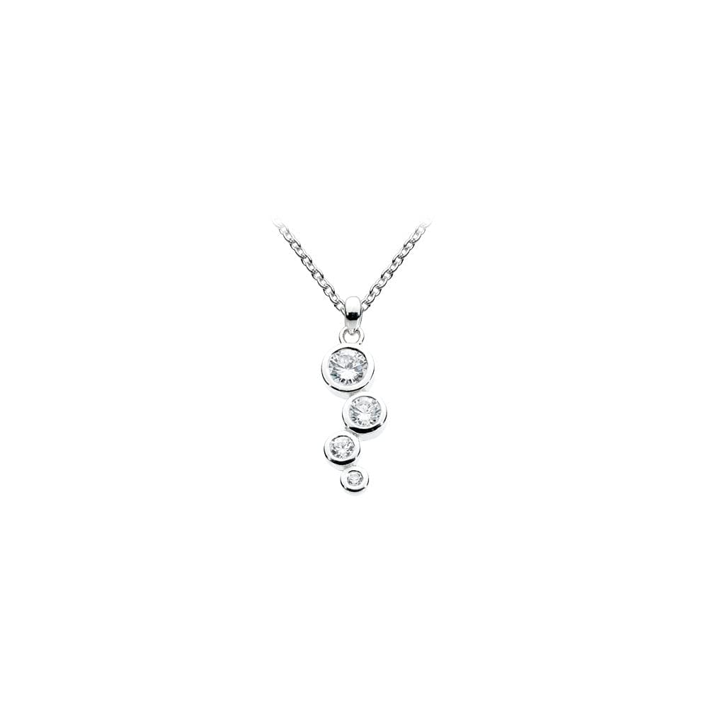 Dew Sterling Silver and Cubic Zirconia Scattered Necklace - 18"