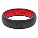Groove Life Silicone Wedding Ring for Women - Breathable Rubber Rings for Women, Lifetime Coverage, Unique Design, Comfort Fit Womens Ring - Thin Solid Midnight Black / Red Size 7