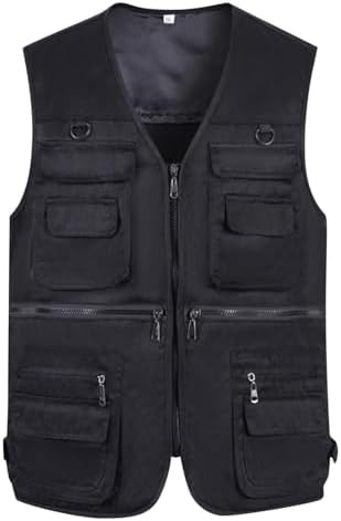 PETCDIM Mens Outdoor Travel Vests Military Cargo Hiking Vests Big