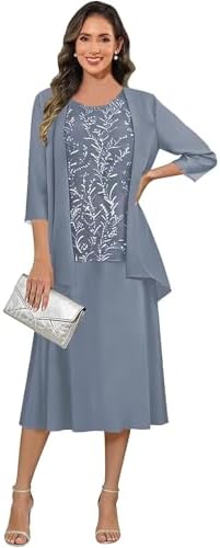 chiffon dress and coat Usmixi Women Comfy Round Neck Sleeveless Floral Print Long Chiffon Dress with Solid Cardigan Coat Two-Piece Sets Elegant Wedding Guest Flowy Dresses Pink XXXL