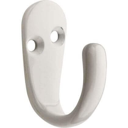 Decohooks Robe Hook - White - Door and Wall Mountable - Single - Fixings Included