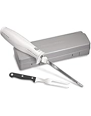 Hamilton Beach Electric Knife for Carving Meats, Poultry, Bread, Crafting Foam & More, Storage Case & Serving Fork Included, White