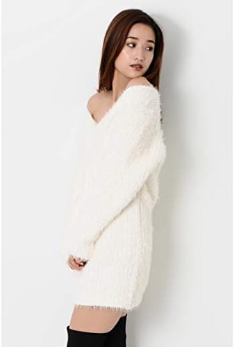 Egoist エゴイスト センターケーブルフェザーニットops White F ワンピース チュニック 通販 Amazon