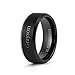 LerchPhi Promise Ring for Men, Personalized Engraved Mens Wedding Ring, 8MM Black Tungsten Ring Matte Brushed Finished with Bevelled Edge Size 9