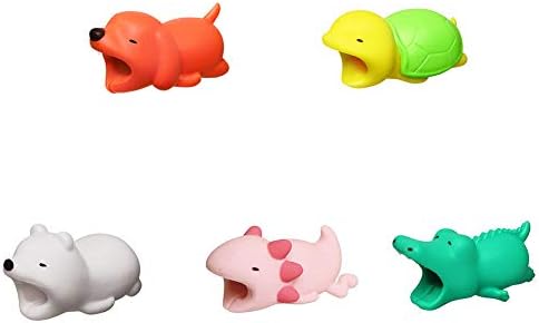 Veryke 5PCS Cable Bite for iPhone, iPad and USB Cord Sleeve Cute Animal Cable Accessory (Animal3)