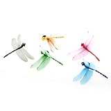 Docooler 5pcs 8cm 3D Artificial Dragonflies Luminous Fridge Magnet for Home Christmas Wedding Decoration, Colors Randomly Send