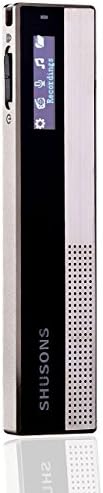 SHUSONS Digital Voice Activated Operated Recorder MP3 MP4 Music Player FM Radio Double Microphone HD Recording Multifunctional Rechargeable Dictaphone for Lectures Class Champagne Gold 8GB
