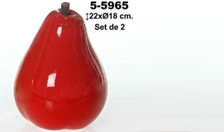 Supernova decoracion- Ceramic Set of 2 figures with Pear Shape In Red. Measures 22 x 18 x 18 cm (Height 22 cm)