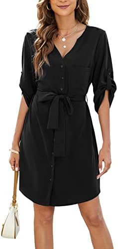 sachin and babi light blue dress BMJL Womens Button Down Dress Summer V Neck 3/4 Sleeve Tie Waist Business  Casual Work Mini Shirt Dresses, Black, X-Large price in Saudi Arabia |  Amazon Saudi Arabia