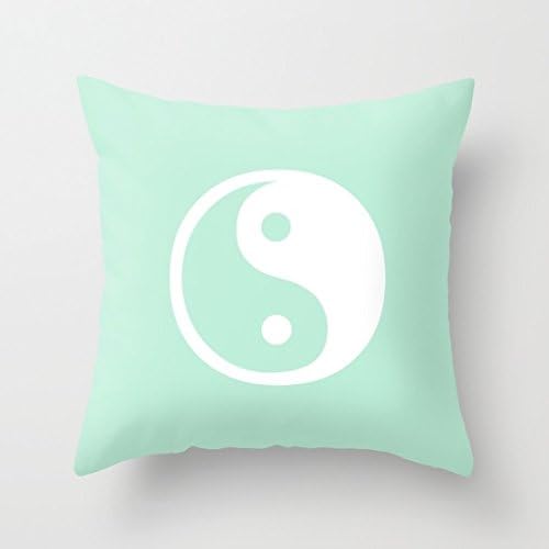 Dgyeune Canvas Harmony Yin Yang Mint Green Decorative Square Cushion Covers Sofa Chair Seat Throw Pillow Case Pillow Cover 26X26 Inch