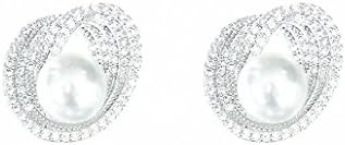 HONGYE JEWELRY Mothers Day Sterling Silver CZ Pearl Love Bridal Hook Earrings