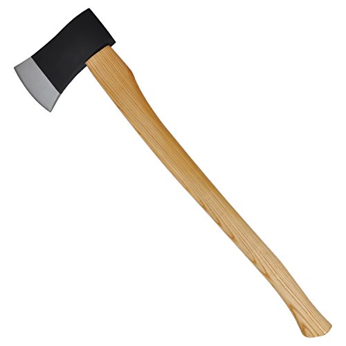 SNOWMUS Steel Felling Axe with Ash Wooden Handle Chopping Axe 3.5LB，31Inch Cast Steel