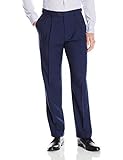 Haggar Men's Repreve Stria Gab Plain Front Dress Pant, Blue, 34Wx29L