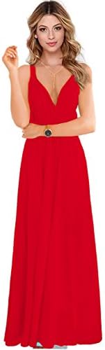 Dating Date Convertible Multi Way 6 Use Infinity/transformer Slim Maxi Dress Red Medium