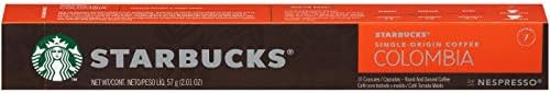 Starbucks Nespresso Columbia Espresso Roast Coffee Pods 10 pods, pack of 1