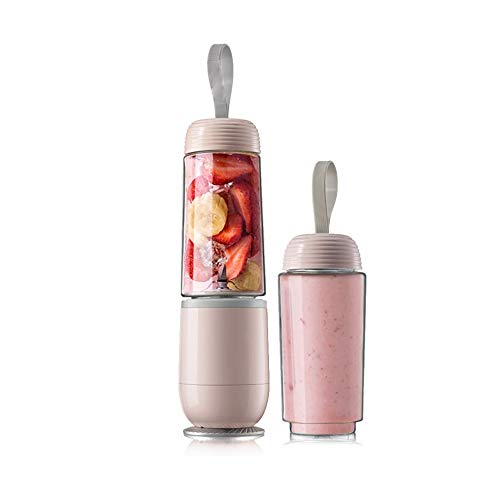 Yongyong Portable Juicer Household Mini Food Machine Pink 304 Stainless Steel Double Blades Removable Easy To Clean 12oz 7.7cm* 26.3cm Juice cup (Color : Pink, Size : 7.7cm*26.3cm)
