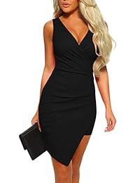 Mizoci Vestido de cóctel para dama, sin mangas, estilo casual, con volantes, para fiestas