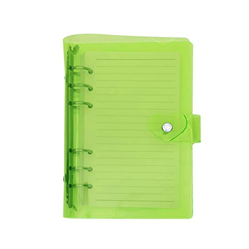 Round Ring Binder with Press Stud Closure, A6/A5, 6 Holes, Colourful PVC Cover, Folder, Loose Leaf Notebook, Refill, DIY Scrapbooking Binder Cover Protector (Green, A5 mini set)