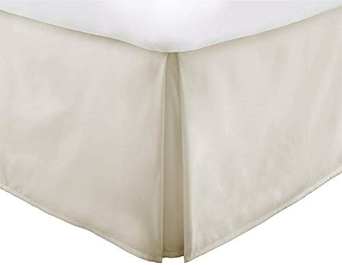 Vera Nice Bed Skirt with 15-inch Drop - Double Brushed Microfiber Pleated Dust Ruffle - Queen - Cream