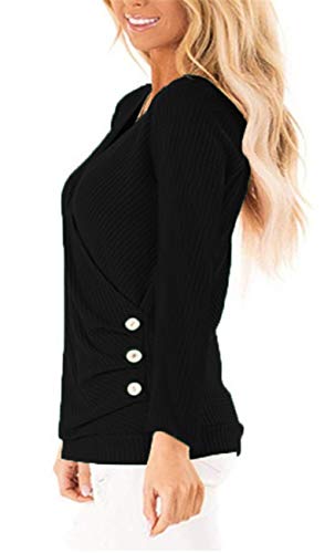 1 Womens+Sleeve+Waffle+Button+Blouses