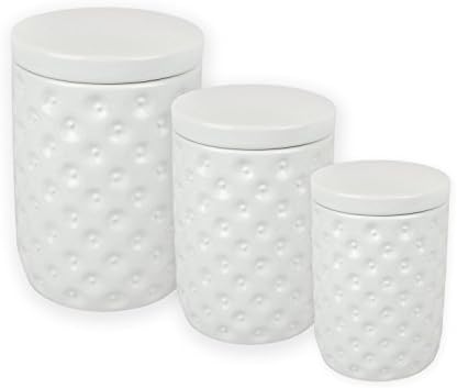 DII 3-Piece VIntage Ceramic Kitchen Canister Airtight Lid For Food Storage, Store Coffee, Sugar, Tea, Cookies, Crackers, Spices and More - White