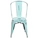 Flash Furniture Blake Commercial Grade 4 Pack Distressed Green-Blue Metal Indoor-Outdoor Stackable Chair
