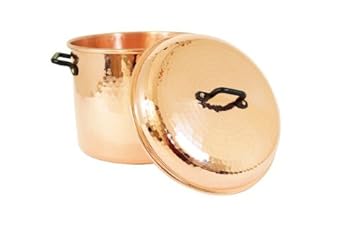 'CopperGarden®' Kupfertopf 8 Liter ? 24 cm Durchmesser ? gehämmertes Kupfer mit seitlichen Griffen aus Schmiedeisen ? kupfern