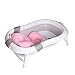 Baby Brielle 3-in-1 Portable Collapsible Infant to Toddler Space Saver Foldable Bath tub - Anti Slip Skid Proof - with Cushion Insert & Water Rinser for Bathing Newborns (Pink)