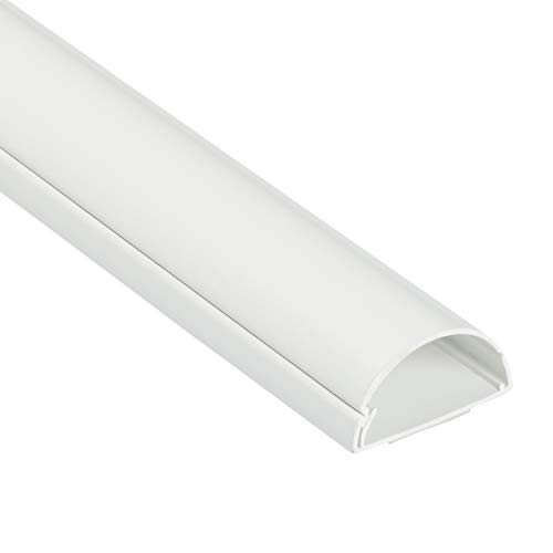 D-Line 1D4020W Trunking mezzo rotondo, TV Tidy, Gestione decorativa, Hider, cavo elettrico autoadesivo Trunking 40mm (W) x 20mm (H) x 1 metro (L) -Bianco, 40x20mm (Mini+)