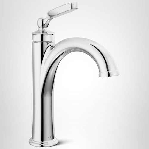 DELTA WOODHURST CHROME BATHROOM FAUCET 1 HOLE, SINGLE HOLE BATHROOM SINK FAUCET FOR VANITY, METAL PUSH-POP DRAIN ASSEMBLY, CHROME 532-MPU-DST