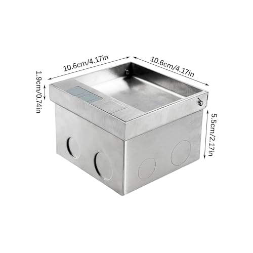 AC 250V Embedded Socket Box, Stainless Steel Hidden 3 Holes Floor Outlet with Computer Network Cable Jack, Concealed Socket Recessed Floor Electrical Outlet Box Kit for Conference Room Countertop