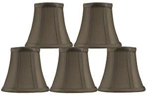 Set of 5 Golden Taupe Chandelier Shade, 5-inch Bottom Diameter, 4.5-inch Height, Faux Silk, Bell Shape, Clip on
