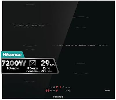 HI6311BSCE - Placa de Indução, 29 cm, Placa Cerâmica, 3 Queimadores, 7200W, Aumento Rápido de Potência de Aquecimento, Controlo Tátil, Zona Expansível