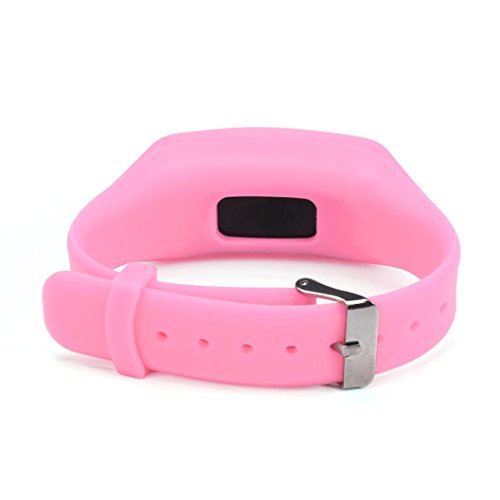 Voberry® Digital LCD Pedometer Run Step Walking Distance Calorie Counter Watch Bracelet (Pink)