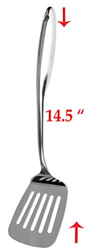 14.5'' Stainless Steel Slotted Turner-Spatula, Cooking And Kitchen Gadget Good Grip-Mirror Polishing