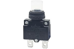 BINOA KUOYUH USA 7 Amp 88 Series Quick Connect Terminals Push-to-Reset Thermal Circuit Breaker with Transparent Waterproof Button Dust Cover (1-Pack)