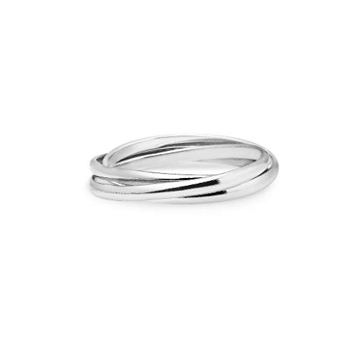 925 Sterling Silver Triple Interlocked Rolling High Polish Ring | Size 6.5