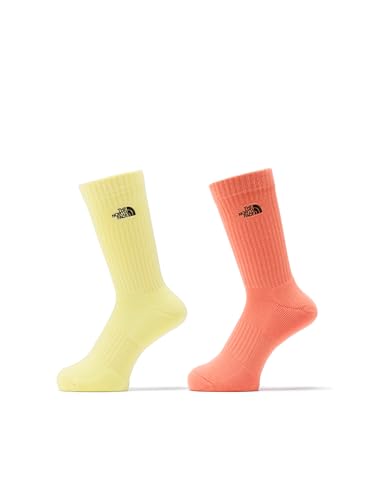 [THE NORTH FACE] [ザ・ノース・フェイス] 靴下 TNF Logo 2P Crew TNFレモン/コーラルクラッシュ M