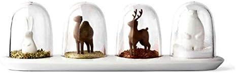 SAOJI 4Pcs/set Creative Seasons Plant/Animal Paradise Seasoning Box Salt Sugar Pepper Shaker Jars Spices Bottle Kitchen Storage Tools,Animal Paradise