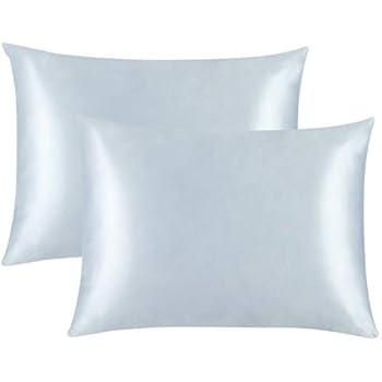 FLXXIE Standard Silky Satin Pillowcases, Soft and Luxury, Pack of 2, Hidden Zipper, Grey