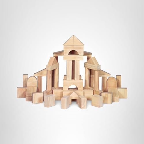 Melissa & Doug Standard Unit Solid-Wood Building Blocks With Wooden Storage Tray (60 pcs)