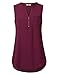 Timeson Summer Work Blouses for Women, Women's V Neck Sleeveless Tops Casual Business Chiffon Tank Tops Zipper Tunics Shirt for Summer Office Wear Dark Red Large