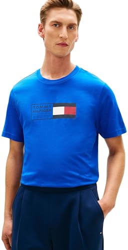 Camiseta de Manga Corta Hombre Brand Love Text Box de algodón, Azul (Regal Blue), L