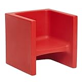ECR4Kids Tri-Me Adaptable Kids Cube Chair, Convertible Chair for Kids and Toddlers, Portable Plastic Play Seat and Table, Red