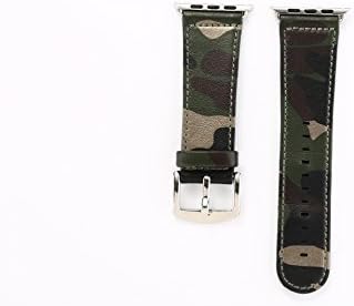 Replacement Band Leather Strap for Watch with Metal Clasp Green Military Camouflage Veterans Day Camo Watch Special Ash (Green Military_38mm)